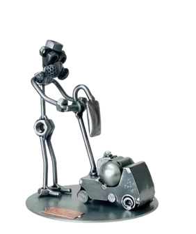 Parketspecialist met parketschuurmachine beeldje