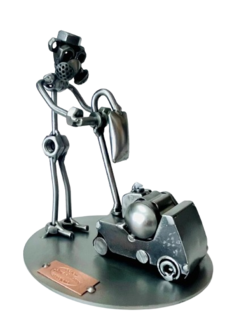 Parketspecialist met parketschuurmachine beeldje
