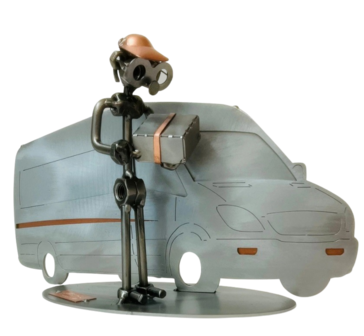 Pakketbezorger met bestelbus beeldje