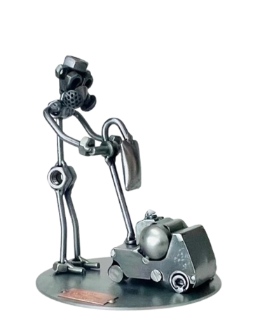 Parketspecialist met parketschuurmachine beeldje